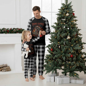 Three Coffees No Lunch Plaid Pajama Set Funny Medieval Knight Coffee Lover