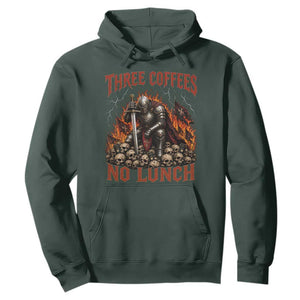 Three Coffees No Lunch Hoodie Funny Medieval Knight Coffee Lover