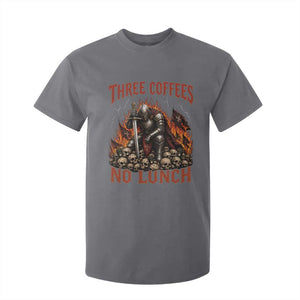 Three Coffees No Lunch T Shirt For Kid Funny Medieval Knight Coffee Lover