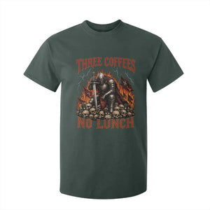 Three Coffees No Lunch T Shirt For Kid Funny Medieval Knight Coffee Lover