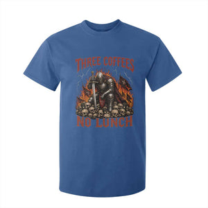 Three Coffees No Lunch T Shirt For Kid Funny Medieval Knight Coffee Lover