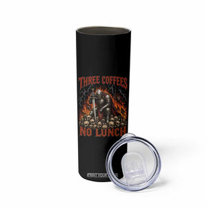 Three Coffees No Lunch Skinny Tumbler Funny Medieval Knight Coffee Lover