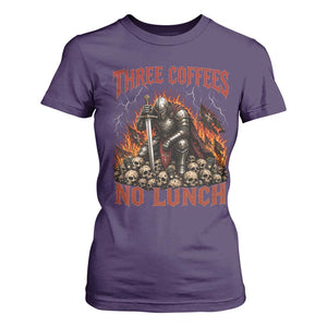 Three Coffees No Lunch T Shirt For Women Funny Medieval Knight Coffee Lover