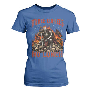 Three Coffees No Lunch T Shirt For Women Funny Medieval Knight Coffee Lover