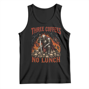 Three Coffees No Lunch Tank Top Funny Medieval Knight Coffee Lover