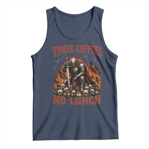 Three Coffees No Lunch Tank Top Funny Medieval Knight Coffee Lover