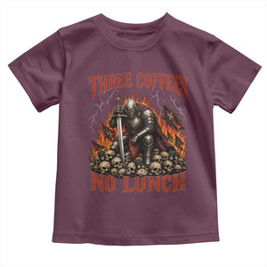 Three Coffees No Lunch Toddler T Shirt Funny Medieval Knight Coffee Lover