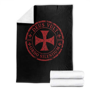 Deus Vult Ordo Silentium Knights Templar Est 1119 Throw Blanket Crusader Cross