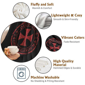 Deus Vult Ordo Silentium Knights Templar Est 1119 Throw Blanket Crusader Cross