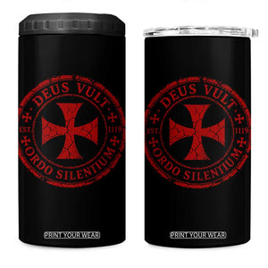 Deus Vult Ordo Silentium Knights Templar Est 1119 4 in 1 Can Cooler Tumbler Crusader Cross