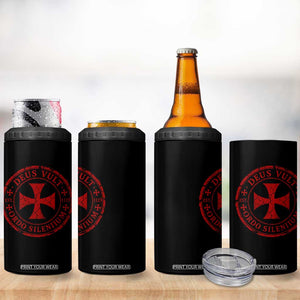 Deus Vult Ordo Silentium Knights Templar Est 1119 4 in 1 Can Cooler Tumbler Crusader Cross