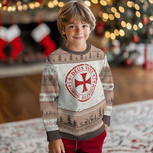 Deus Vult Ordo Silentium Knights Templar Est 1119 Ugly Christmas Sweater Crusader Cross