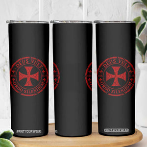 Deus Vult Ordo Silentium Knights Templar Est 1119 Skinny Tumbler Crusader Cross
