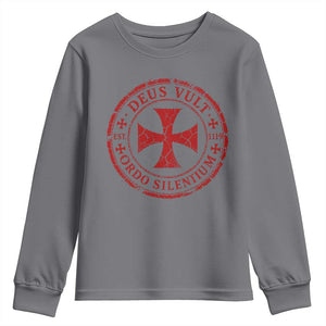 Deus Vult Ordo Silentium Knights Templar Est 1119 Youth Sweatshirt Crusader Cross