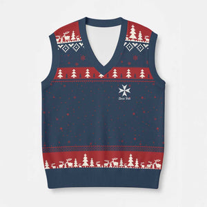 Knights Hospitaller Maltese Cross Catholic Christian Deus Vult V-Neck Knit Sweater Vest