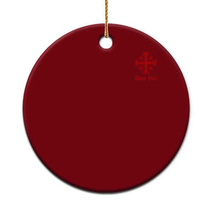 Deus Vult Catholic Knight Templar Jerusalem Cross Ceramic Ornament
