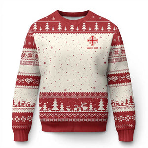 Deus Vult Catholic Knight Templar Jerusalem Cross Ugly Christmas Sweater