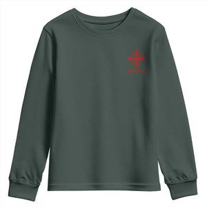 Deus Vult Catholic Knight Templar Jerusalem Cross Youth Sweatshirt