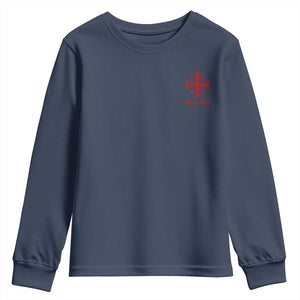 Deus Vult Catholic Knight Templar Jerusalem Cross Youth Sweatshirt