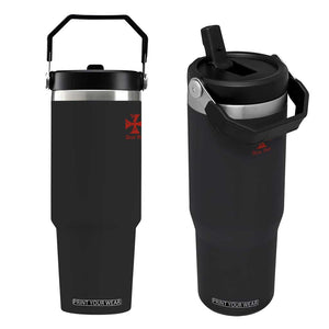 Deus Vult Catholic Knight Templar Crusader Cross Faith Flip Straw Tumbler