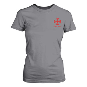Deus Vult Catholic Knight Templar Crusader Cross Faith T Shirt For Women