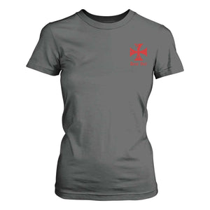 Deus Vult Catholic Knight Templar Crusader Cross Faith T Shirt For Women