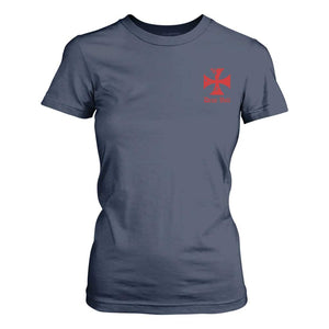 Deus Vult Catholic Knight Templar Crusader Cross Faith T Shirt For Women