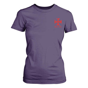Deus Vult Catholic Knight Templar Crusader Cross Faith T Shirt For Women