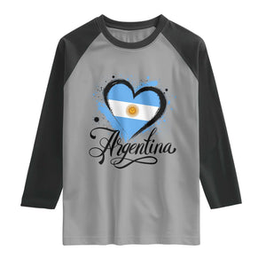 Argentina Heart Argentinian Flag Sun of May Patriotic Raglan Shirt
