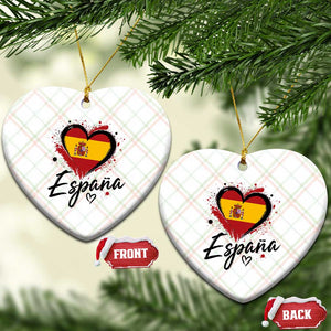 Espana Heart Spanish Flag Patriotic Spain Pride Ceramic Ornament