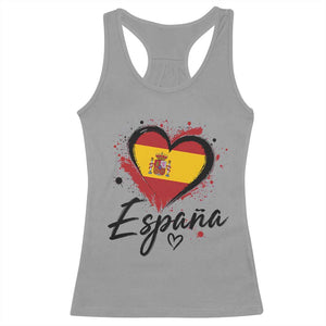 Espana Heart Spanish Flag Patriotic Spain Pride Racerback Tank Top