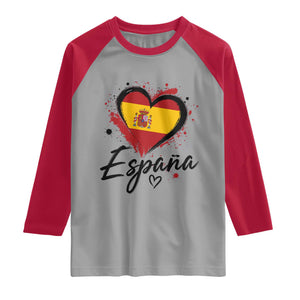 Espana Heart Spanish Flag Patriotic Spain Pride Raglan Shirt