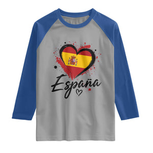 Espana Heart Spanish Flag Patriotic Spain Pride Raglan Shirt