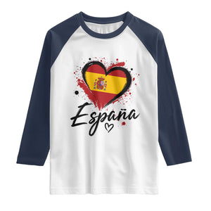 Espana Heart Spanish Flag Patriotic Spain Pride Raglan Shirt