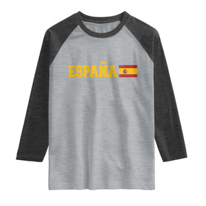 Espana Spain Vintage Sports Design Spanish Flag Raglan Shirt
