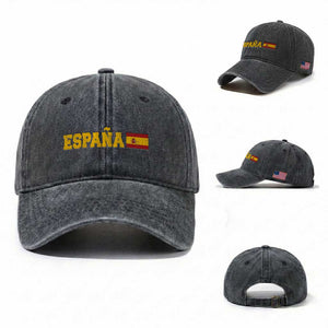 Espana Spain Vintage Sports Design Spanish Flag Washed Cotton Baseball Cap