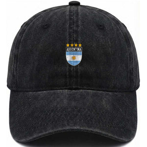 Argentina 4th Star Vintage Argentine Football Crest Washed Cotton Baseball Cap