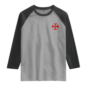 Vintage Catholic Knight Templar Crusader Cross Raglan Shirt
