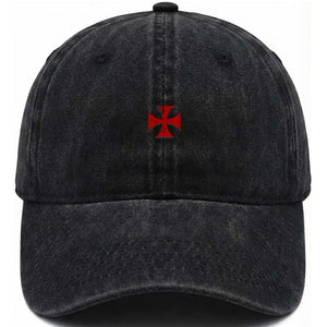 Vintage Catholic Knight Templar Crusader Cross Washed Cotton Baseball Cap