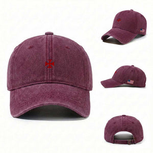 Vintage Catholic Knight Templar Crusader Cross Washed Cotton Baseball Cap