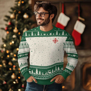 Vintage Catholic Knight Templar Jerusalem Cross Ugly Christmas Sweater