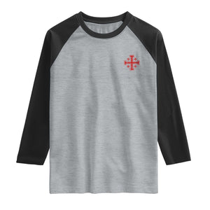 Vintage Catholic Knight Templar Jerusalem Cross Raglan Shirt