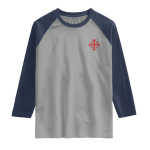 Vintage Catholic Knight Templar Jerusalem Cross Raglan Shirt