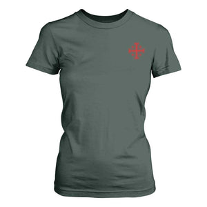 Vintage Catholic Knight Templar Jerusalem Cross T Shirt For Women