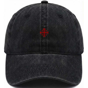 Vintage Catholic Knight Templar Jerusalem Cross Washed Cotton Baseball Cap