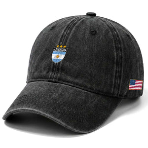 Argentina 3rd Star Vintage Argentine Football Crest Washed Cotton Baseball Cap