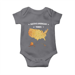 Native American Tribes Baby Onesie Vintage Native American Map US History TS11 Charcoal Print Your Wear