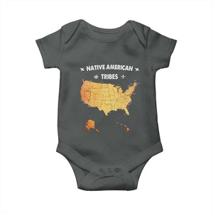 Native American Tribes Baby Onesie Vintage Native American Map US History TS11 Dark Heather Print Your Wear