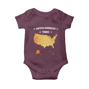 Native American Tribes Baby Onesie Vintage Native American Map US History TS11 Maroon Print Your Wear