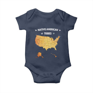 Native American Tribes Baby Onesie Vintage Native American Map US History TS11 Navy Print Your Wear